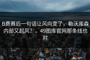 B费赛后一句话让风向变了，勒沃库森内部又起风？，49图库官网那条线也对