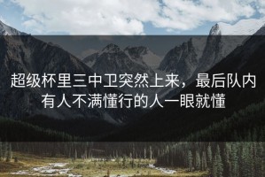 超级杯里三中卫突然上来，最后队内有人不满懂行的人一眼就懂