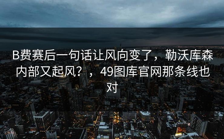 B费赛后一句话让风向变了，勒沃库森内部又起风？，49图库官网那条线也对