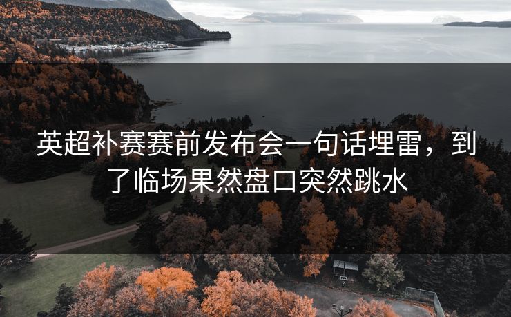 英超补赛赛前发布会一句话埋雷,到了临场果然盘口突然跳水 英超补赛赛前发布会一句话埋雷,到了临场果然盘口突然跳水