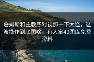 詹姆斯和主教练对视那一下太怪，这波操作到底图啥，有人拿49图库免费资料