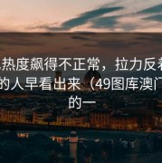 毕巴热度飙得不正常，拉力反着走，懂行的人早看出来（49图库澳门更新的一