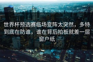 世界杯预选赛临场变阵太突然，多特到底在防谁，谁在背后拍板就差一层窗户纸