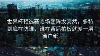世界杯预选赛临场变阵太突然，多特到底在防谁，谁在背后拍板就差一层窗户纸