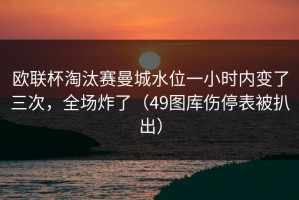 欧联杯淘汰赛曼城水位一小时内变了三次，全场炸了（49图库伤停表被扒出）