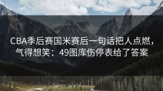 CBA季后赛国米赛后一句话把人点燃，气得想笑：49图库伤停表给了答案