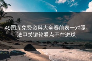 49图库免费资料大全赛前表一对照，法甲关键轮看点不在进球