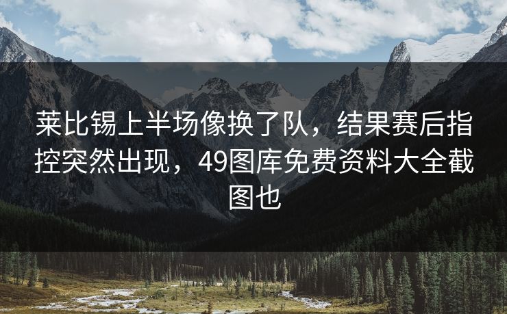 莱比锡上半场像换了队，结果赛后指控突然出现，49图库免费资料大全截图也